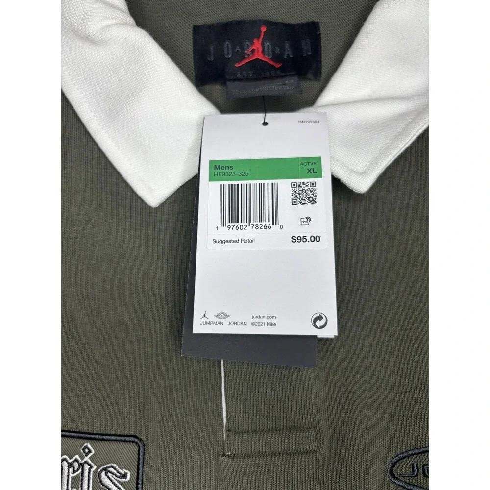 Jordan Essentials Long Sleeve Rugby Style Polo Shirt Patches Men's XL HF9323-325